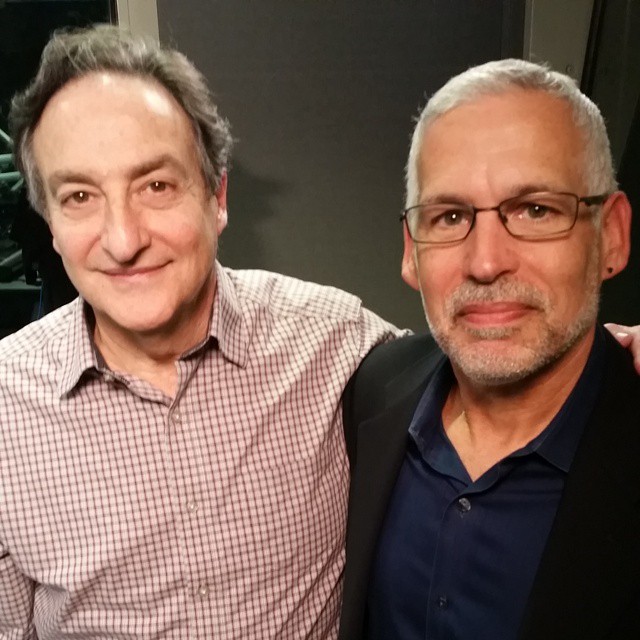 Ira Flatow, host of PRI's "Science Friday" and Ocean Doctor president, Dr. David E. Guggenheim, at the CUNY studios in New York