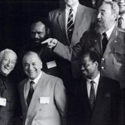 President Fidel Castro and Captain Jacques-Yves Cousteau in a playful exchange at the Rio Earth Summit in 1992